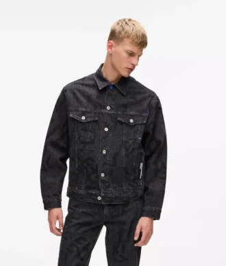 Denim jasje met all-over monogram