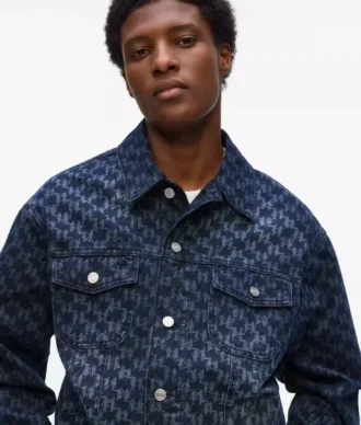 Denim jasje met all-over monogram