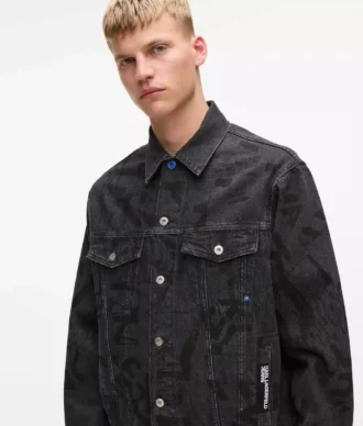 Denim jasje met all-over monogram