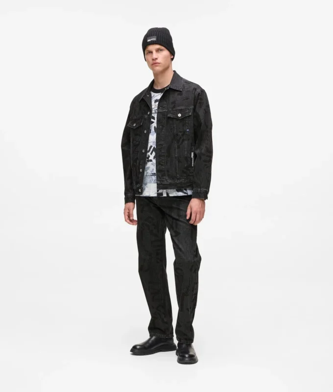 Denim jasje met all-over monogram