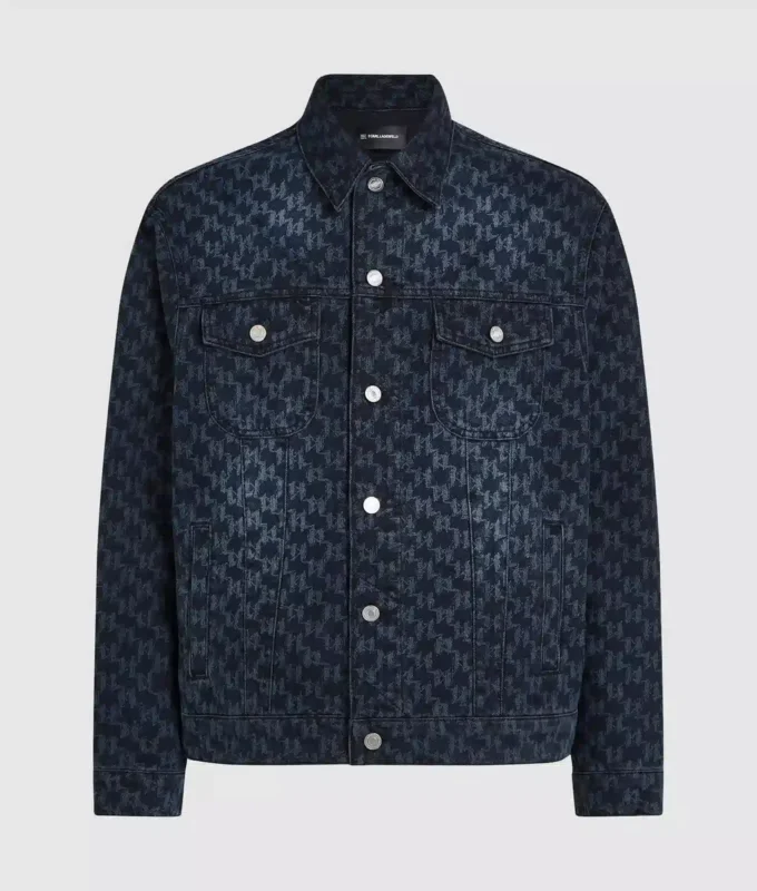 Denim jasje met all-over monogram