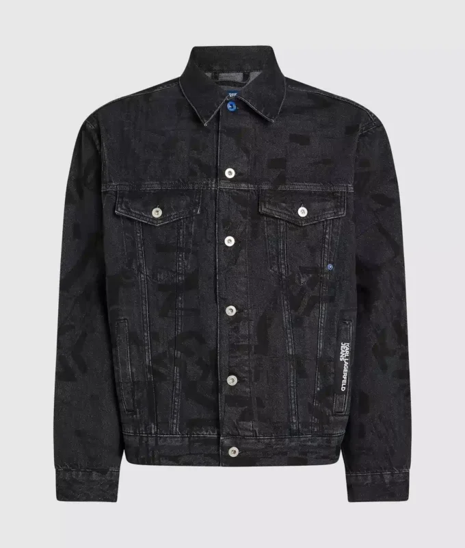 Denim jasje met all-over monogram