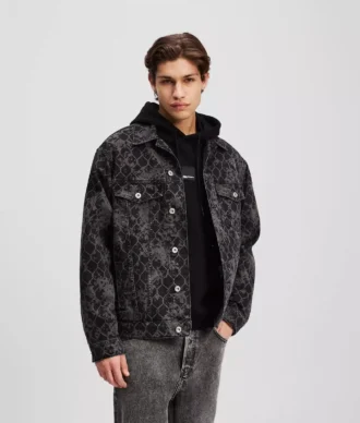 DENIM JASJE MET ALL-OVER PRINT
