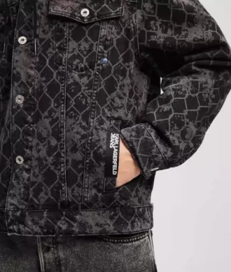 DENIM JASJE MET ALL-OVER PRINT