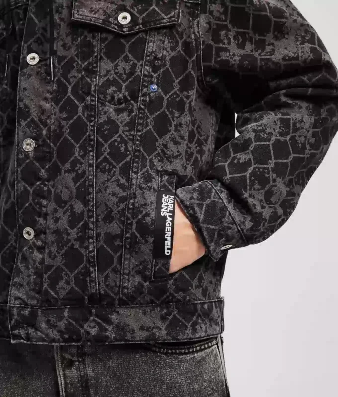 DENIM JASJE MET ALL-OVER PRINT