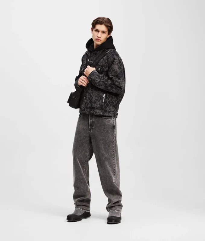 DENIM JASJE MET ALL-OVER PRINT