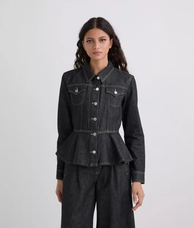 DENIM JASJE MET CONTRASTSTIKKING