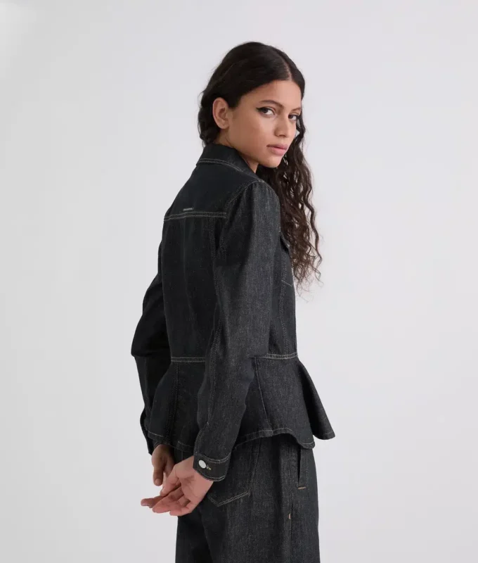 DENIM JASJE MET CONTRASTSTIKKING