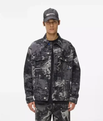 Denim jasje met verfeffect