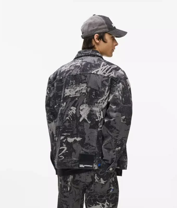 Denim jasje met verfeffect