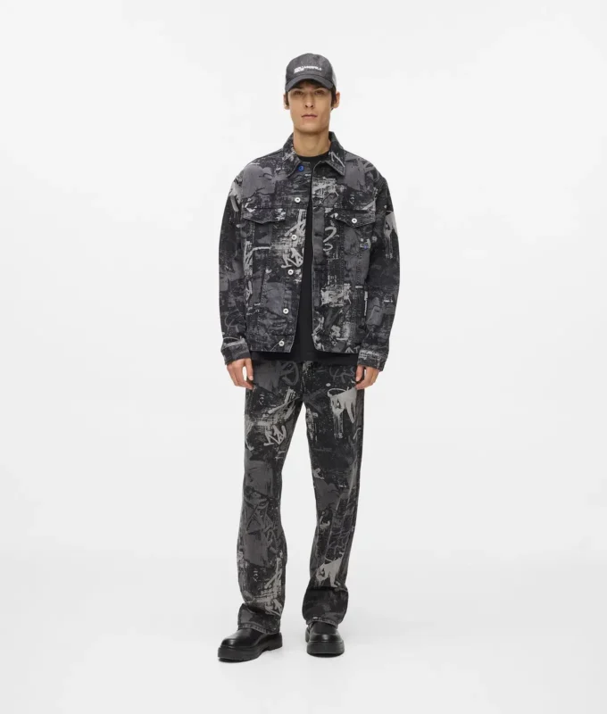 Denim jasje met verfeffect