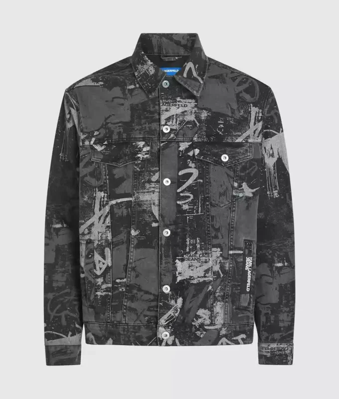 Denim jasje met verfeffect