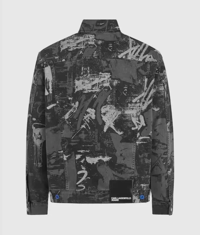 Denim jasje met verfeffect