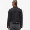 Denim jasje met vetersluiting