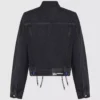 Denim jasje met vetersluiting