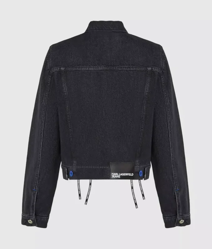 Denim jasje met vetersluiting