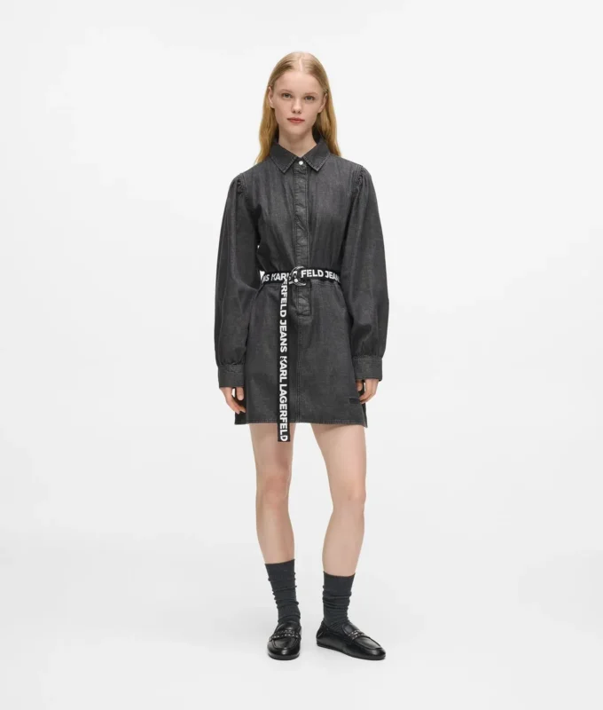 Denim jurk met ceintuur