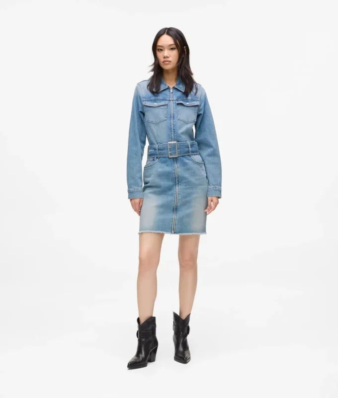 Denim jurk met ceintuur