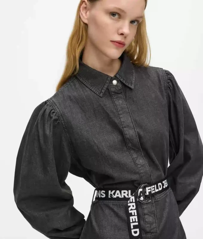 Denim jurk met ceintuur