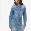 Denim jurk met ceintuur
