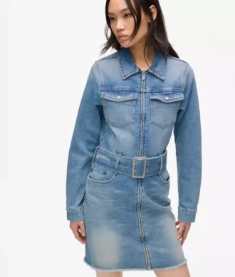 Denim jurk met ceintuur