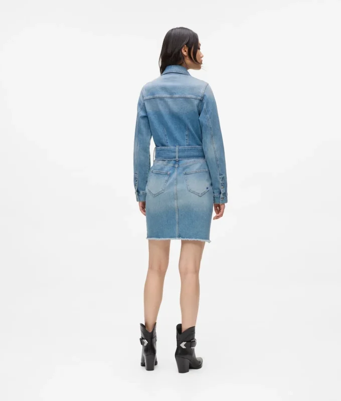 Denim jurk met ceintuur