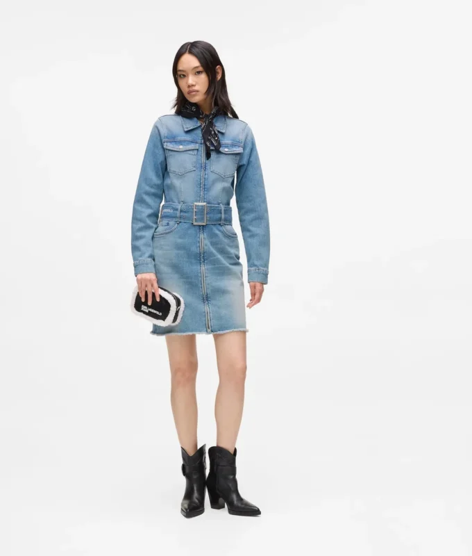 Denim jurk met ceintuur