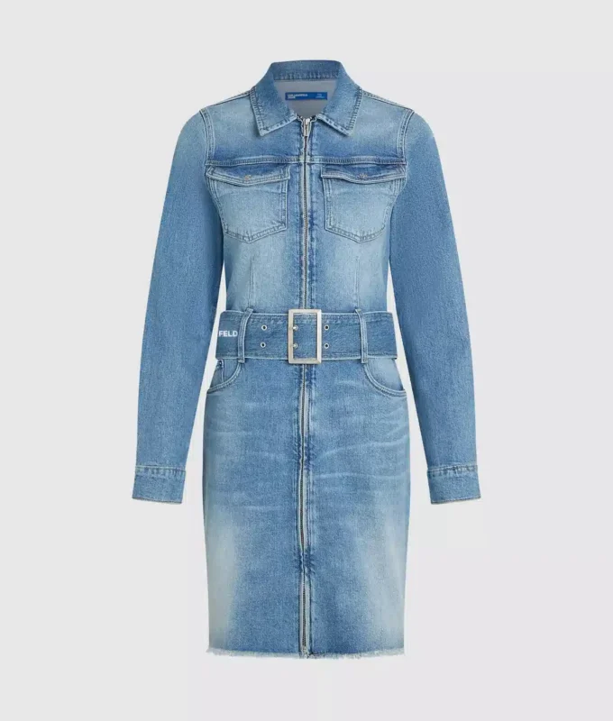 Denim jurk met ceintuur