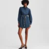 DENIM JURK MET POFMANCHETTEN