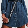 DENIM JURK MET POFMANCHETTEN