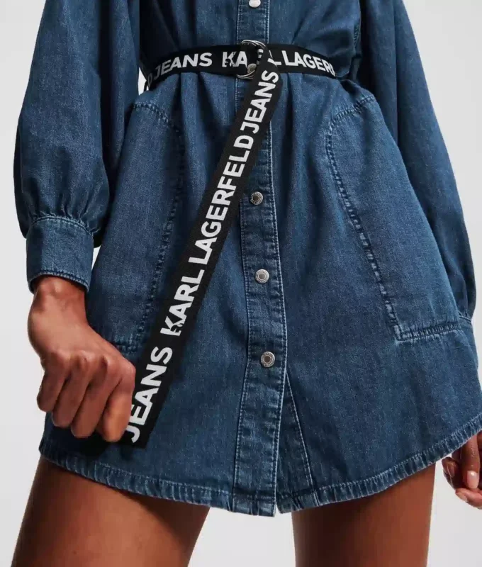 DENIM JURK MET POFMANCHETTEN