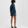 DENIM JURK MET POFMANCHETTEN