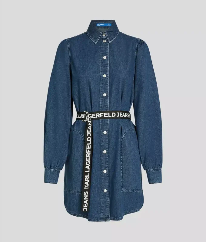 DENIM JURK MET POFMANCHETTEN