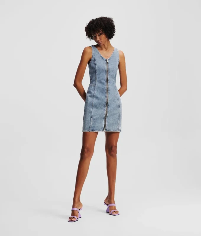 DENIM JURK MET V-HALS