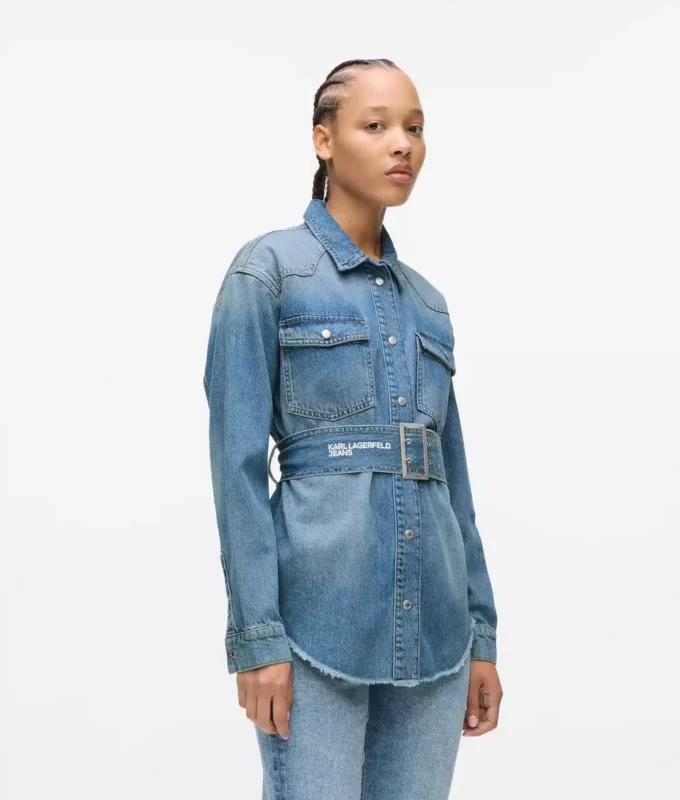 Denim overhemd met riem