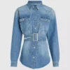 Denim overhemd met riem