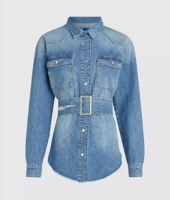 Denim overhemd met riem