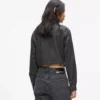 Denim overhemd met strik aan de voorkant