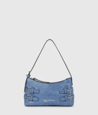 Denim schoudertas met gesp