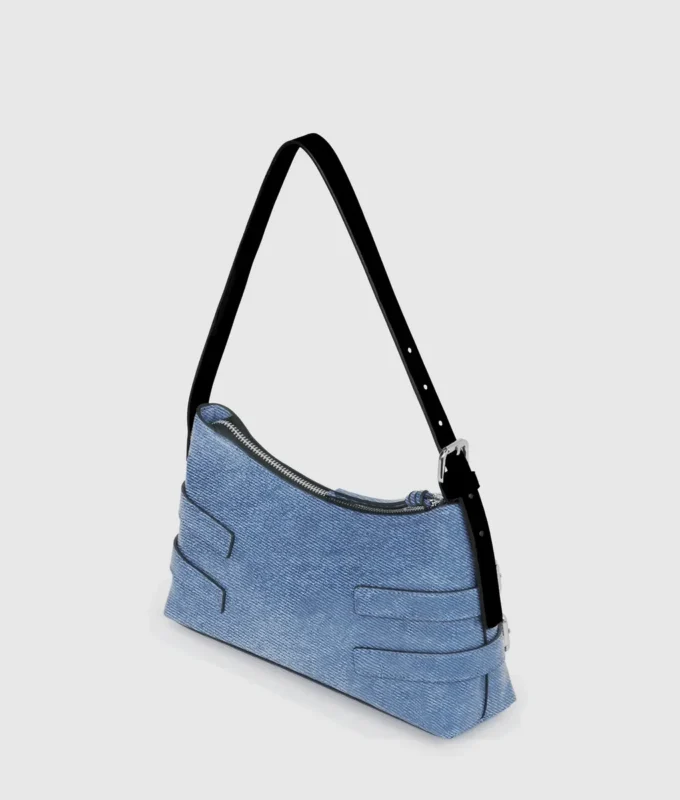 Denim schoudertas met gesp