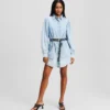 DENIM SHIRTJURK MET POFMANCHETTEN