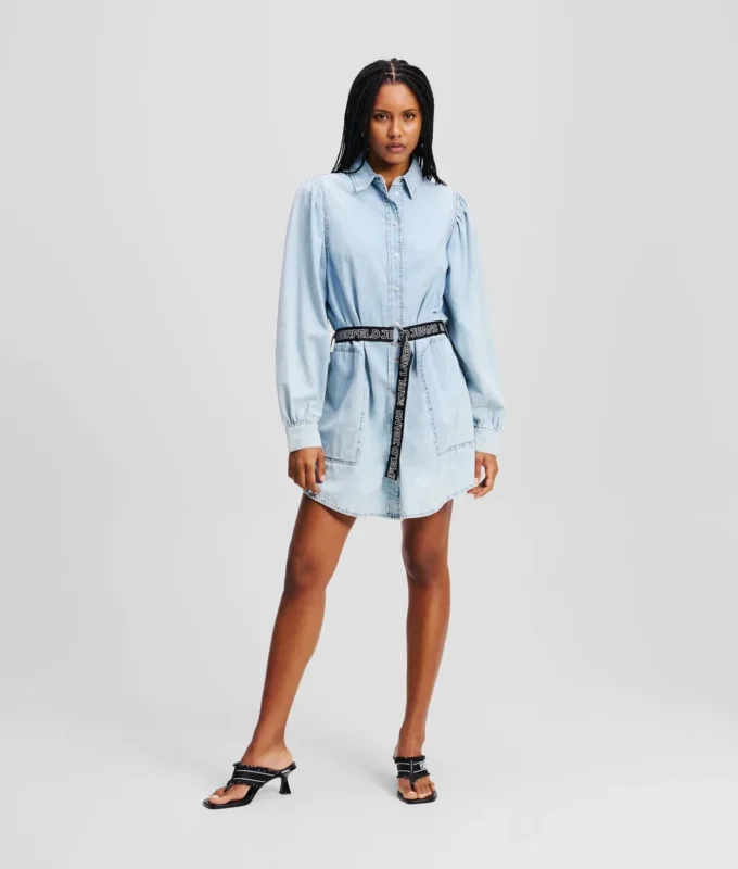DENIM SHIRTJURK MET POFMANCHETTEN