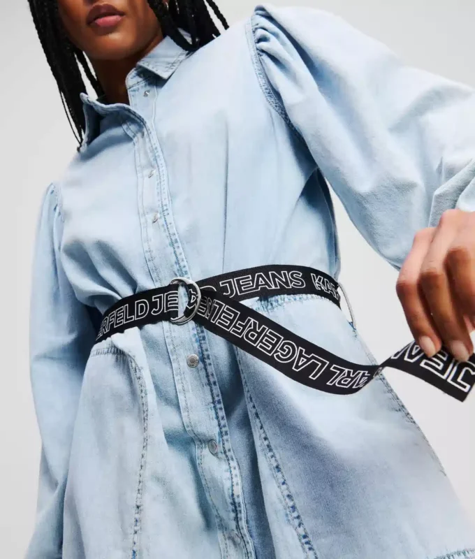 DENIM SHIRTJURK MET POFMANCHETTEN
