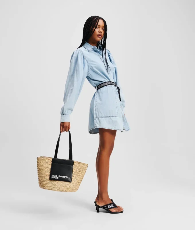 DENIM SHIRTJURK MET POFMANCHETTEN