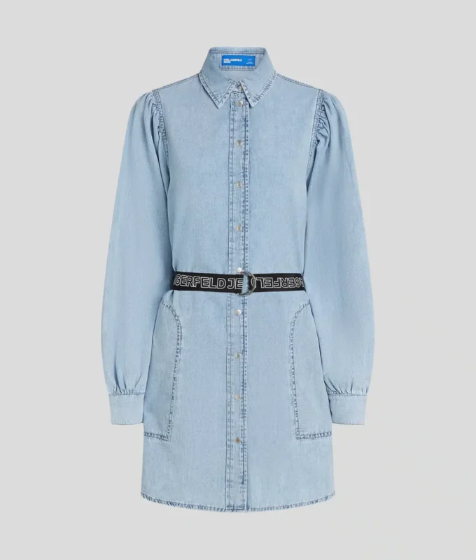 DENIM SHIRTJURK MET POFMANCHETTEN