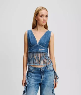 DENIM TOP MET FRANJES