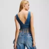 DENIM TOP MET FRANJES