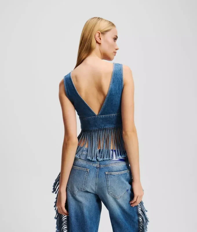 DENIM TOP MET FRANJES