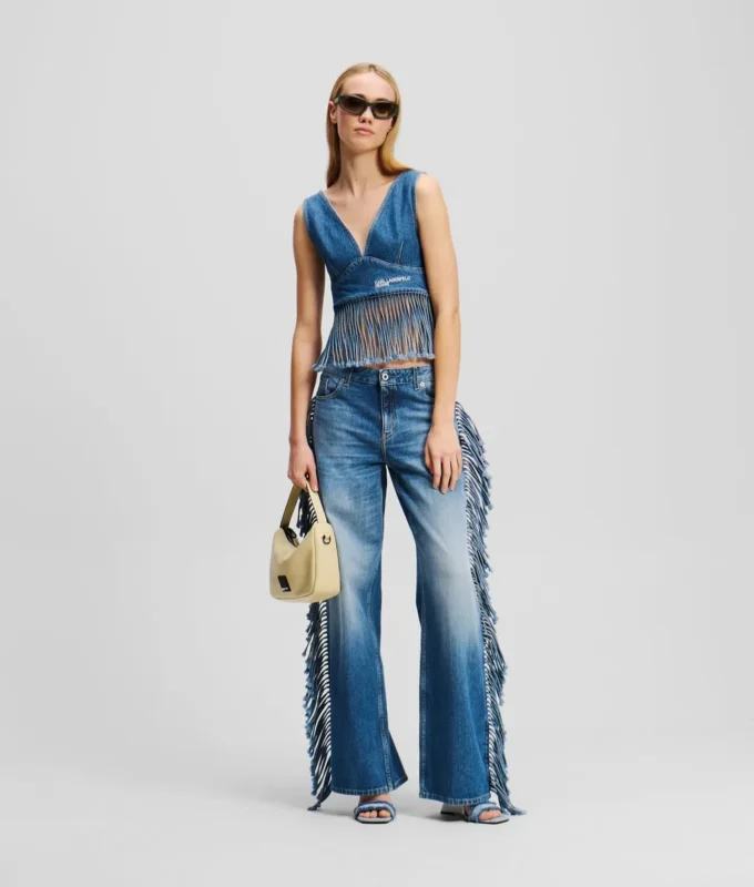 DENIM TOP MET FRANJES