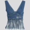 DENIM TOP MET FRANJES